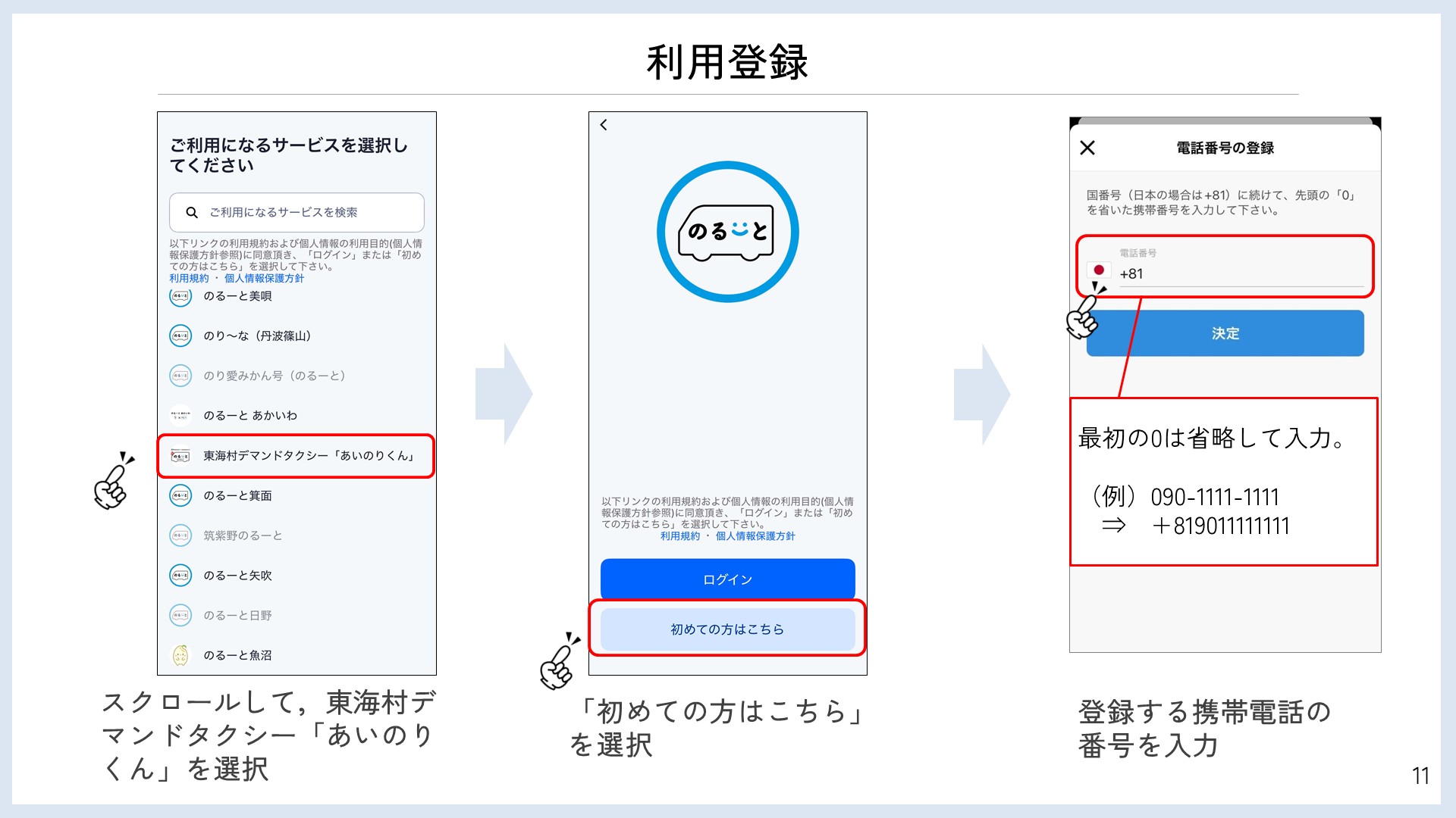 デマンドタクシー利用登録方法