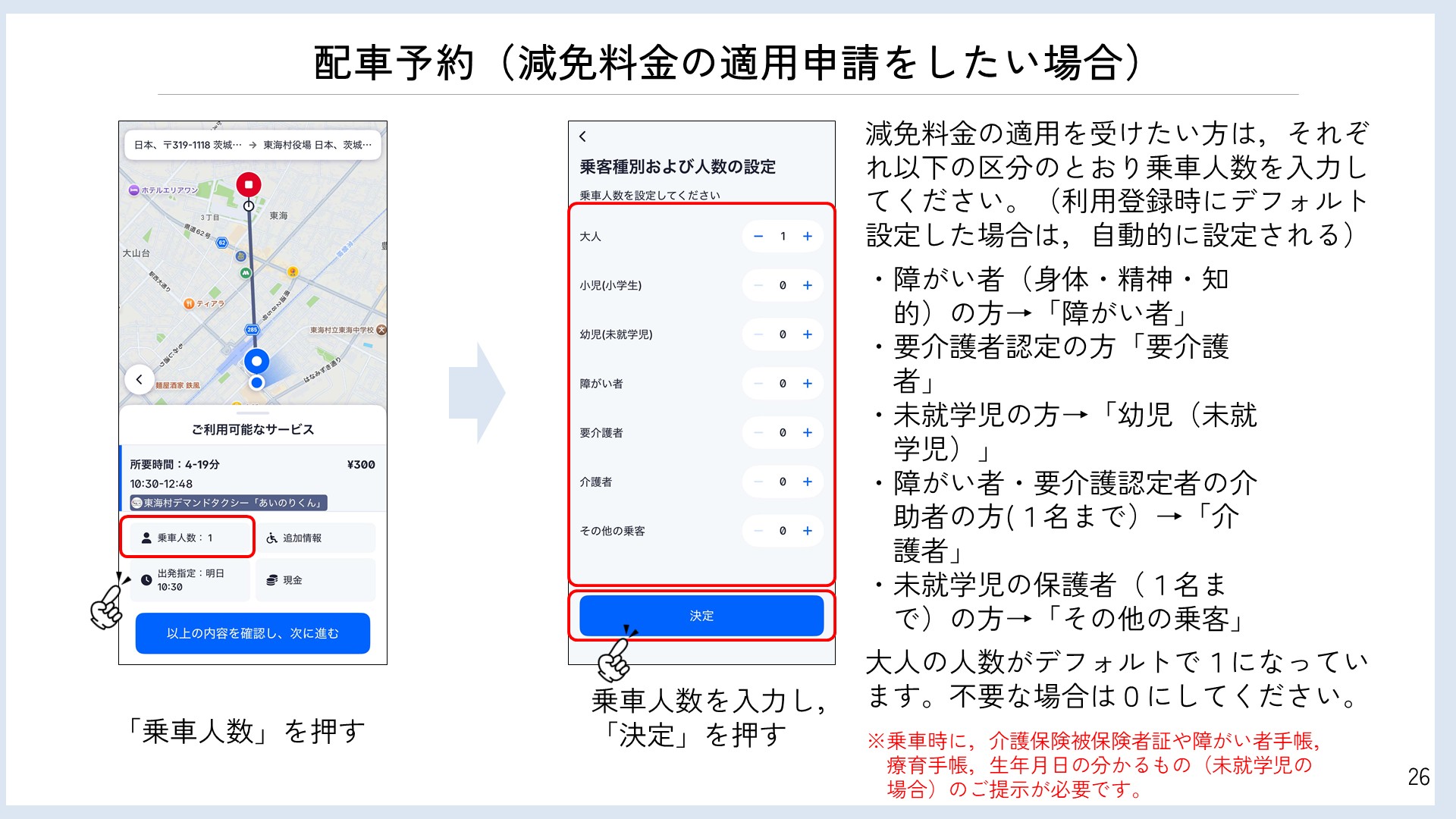 デマンドタクシー配車予約方法