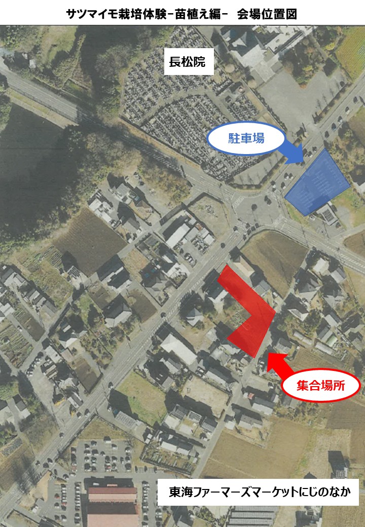サツマイモ栽培体験チラシ（会場位置図）