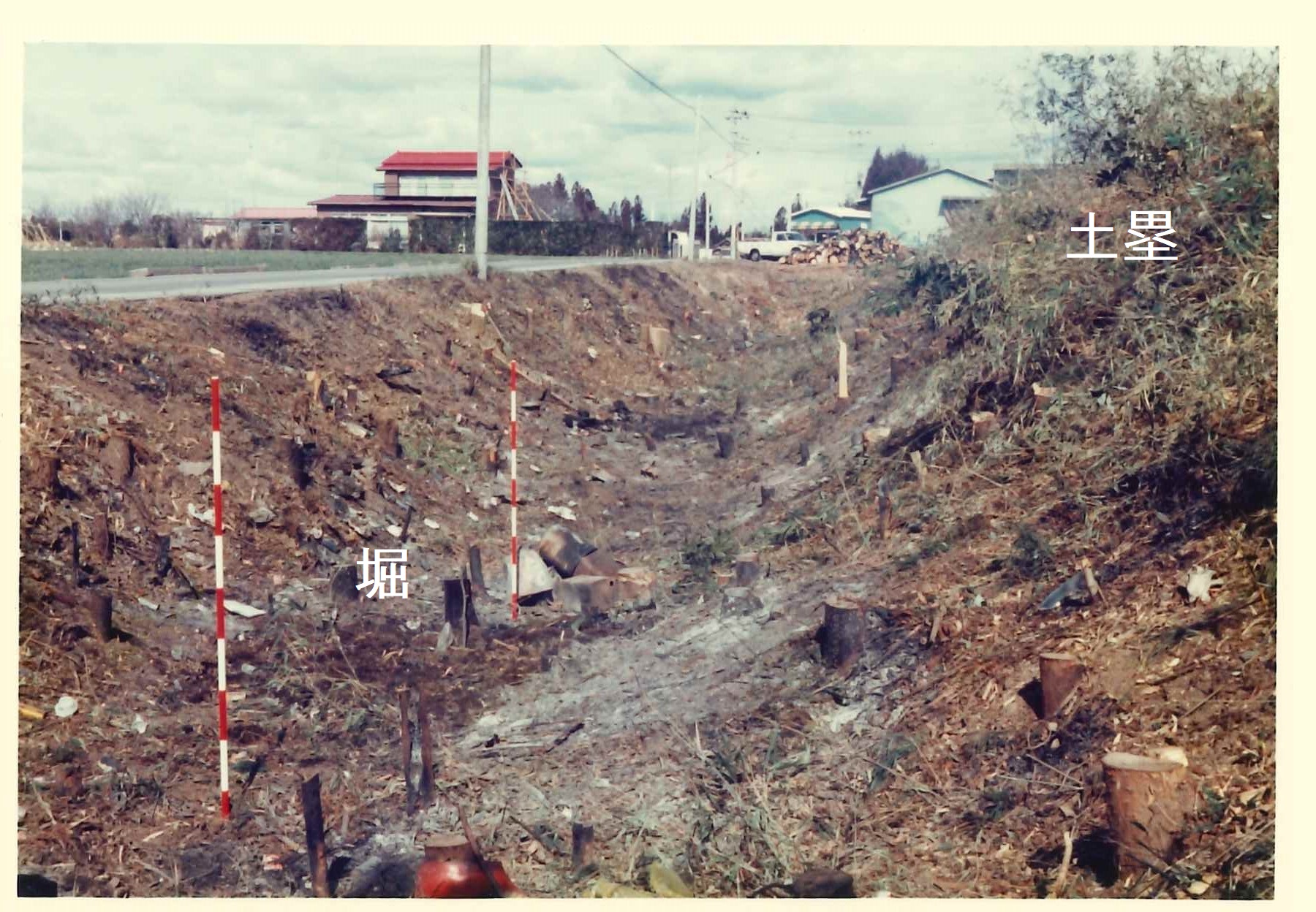 写真6 1983年の堀土塁のようす南から
