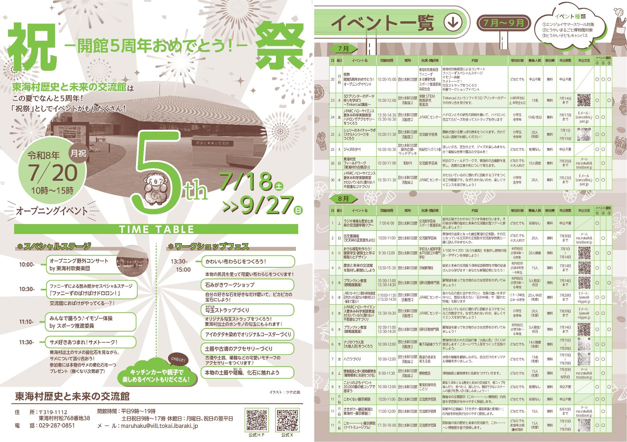 開館5周年イベントリーフレット