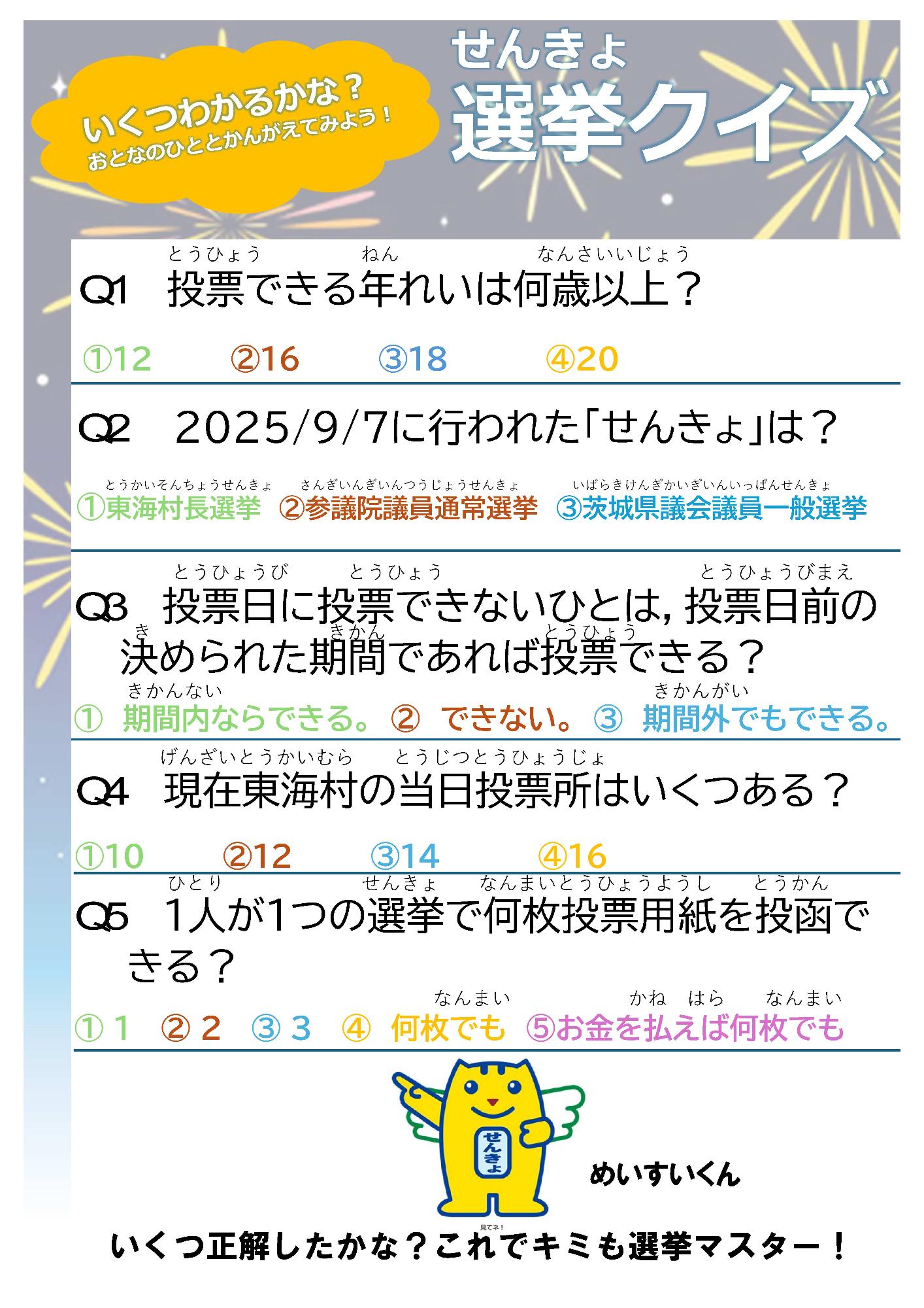 実際に使用した選挙クイズ